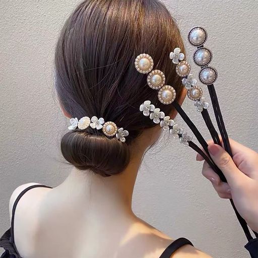 RICISUNGお団子ヘアメーカーヘアピンパールお団子グッズお団子グッズお団子長い髪向け4本セット少 ...