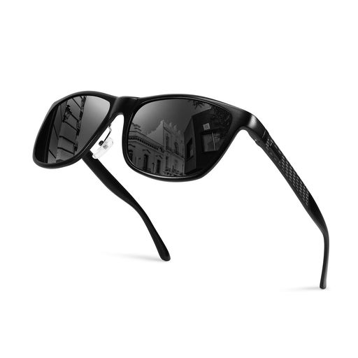 Sunglasses - [FEISEDY]サングラスメンズ偏光ミラー軽量合金フレームUV400保護uvカット大きいスポーツサングラスウェリントンドライブ野球自転車釣りランニングゴルフ運転男女兼用ハードケース付きB1038