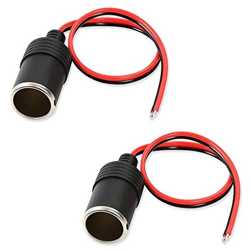 KSOPUERT シガソケット 電源ケーブル 車載充電 メス ソケット ケーブル プラグ アダプター DC 12V / 24V 車の充電器用の裸線オープン エンド ケーブルに 18AWG までの太いライン 300mm 1 フィート