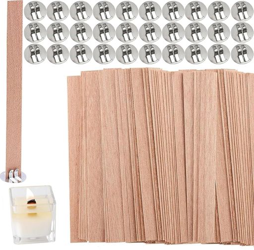 GenPick げんピック ウッドウィック キャンドル芯 DIY 30本セット 鉄製スタンド付き 焚き火の音がするキャンドル用 130mmx13mm 無煙設計 天然木製 アロマキャンドル/ジェルキャンドル対応 手作…