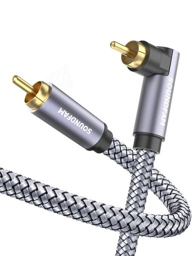 樂天商城 - SOUNDFAM90度RCAケーブルサブウーファー用ケーブル直角デジタル同軸RCAケーブルオス-オスビデオオーディオケーブル金メッキコネクターホームシアター/HDTV/ホームステレオ/DVD用グレー(片側90…