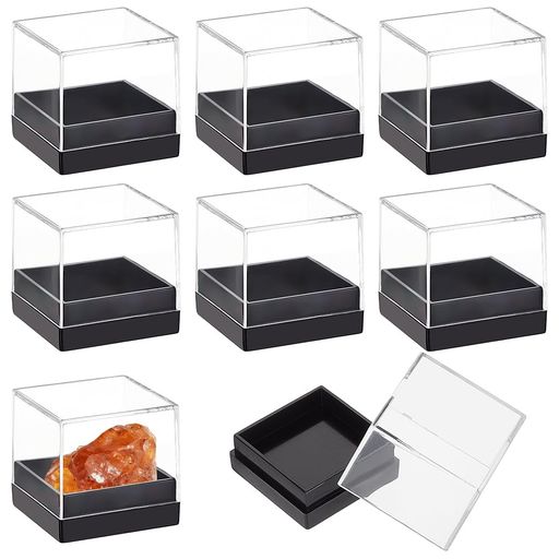Other - BENECREAT12個プラスチックボックス台座付き4.2x4.2x3.25cmミニチュアモデルディスプレイケース透明キューブディスプレイケース防塵防汚れ保護鉱石・鉱物・標本ショーケースコレクションケ…