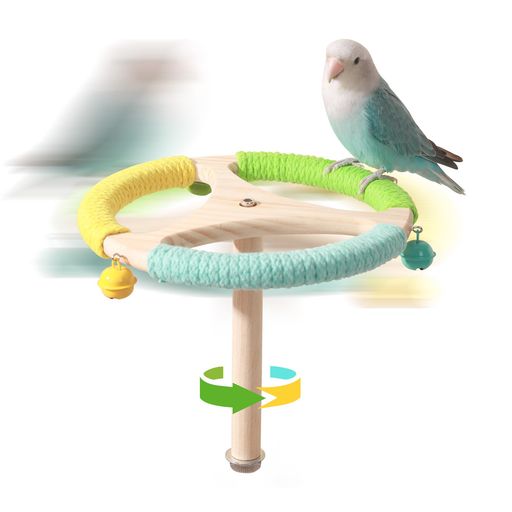 Rakuten - Tafit360°インタラクティブ回転ベルつき鳥の止まり木おもちゃ-自然木製スピンケージアクセサリー(セキセイインコ、オカメインコ、ラブバード、コカトゥ、コンウーロ、フィンチ、小鳥・…