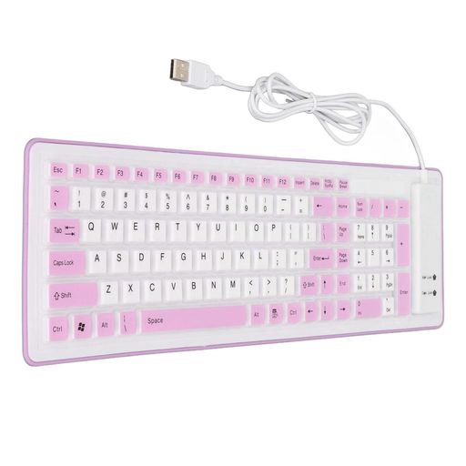 Akozon 折りたたみ式シリコンキーボード 103キー USB 有線シリコン 折りたたみ式 ミュート フェードレスキーボード PCノートパソコン用 USB有線シリコン ブルー (パープル)