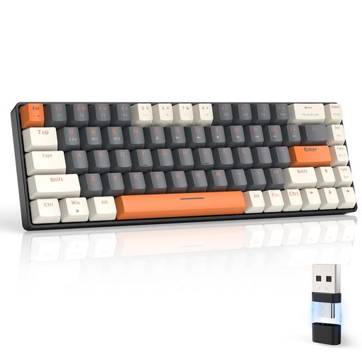 MAGIC-REFINER K68 ゲーミングキーボード Bluetooth ワイヤレス 2.4GHz 青軸 テンキーレス RGB
