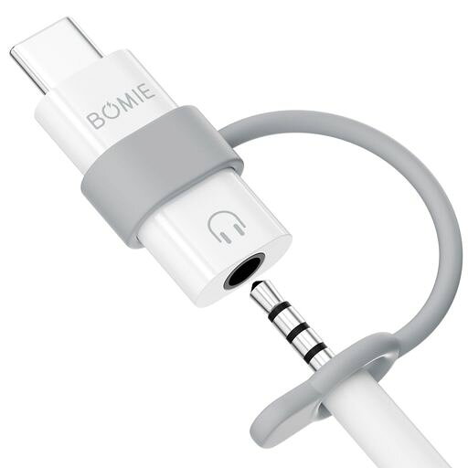 BOMIE USB C to 3.5mm イヤホンジャック 変換アダプター イヤホンジャック 変換 タイプc 3極 4極 DACチップ搭載 Hi-Fi音質 音量調節/通話/音楽対応 有線コントロール 紛失防止設計 Phone 17/16/15 シリ…