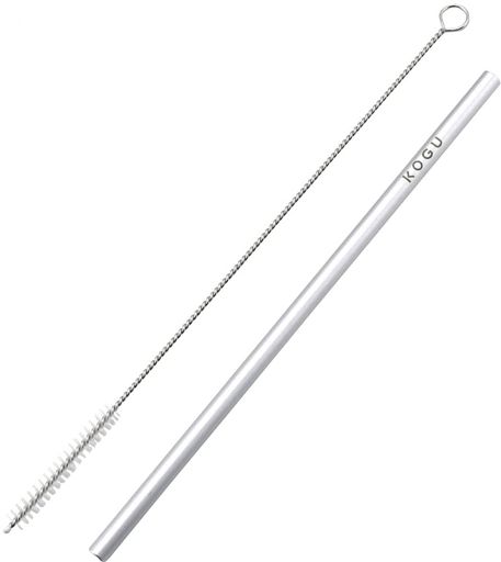 KOGU 珈琲考具 ストロー アルミ 7mm 【日本製】 マドラー 繰り返し使える 洗える ブラシ付き エコ 冷たい飲み物 シルバー 燕三条 43942 プレゼント 誕生日 記念日 ギフト 贈り物 下村企販