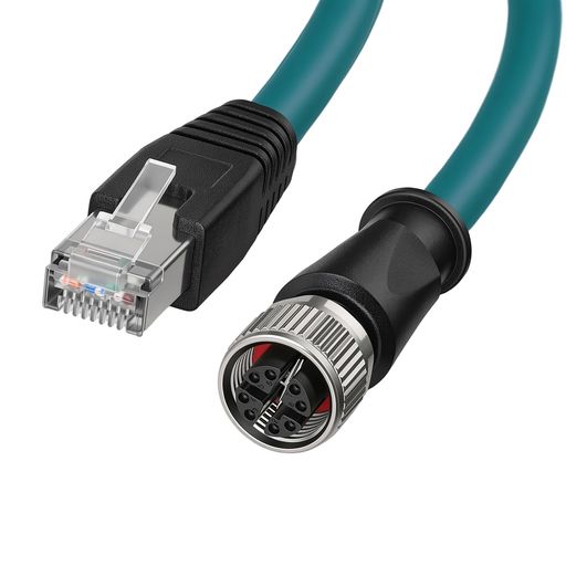 M12 X コード 8 ピンメス - RJ45 CAT7e 産業ケーブル、10Gbps 高速データ伝送を実現、対応シーメンス・ファナック・シスコなど各種産業機器と互換性を備えます 全面シールド構造により電磁ノイズを遮断、工場・鉄道などノイズや振動の多い過酷現場で安定した通信を維持 IP67 防水防塵規格適合、粉塵・水滴・切削油が存在する屋外・生産ラインで長期間安心して使用可能 PVC 柔軟外被を採用、耐摩耗・耐老化性能に優れ、制御盤内部やロボットアームの狭い配線スペースに適します ネジロック式コネクタ付きで振動時の抜けを防止、倉庫・EV 充電・監視・測定器など多シーンに対応、屋外産業監視カメラ防水通信配線用です。