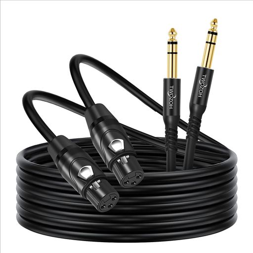 Twozoh XLRメス - 6.35mm (1/4インチ) TRSケーブル 5M 2本入りクォーターインチジ...
