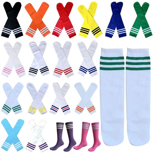 Rakuten - [Apparlxer]ソックス18色靴下女の子ジュニア子供キッズ大人ハイソックスロングソックスストライプかわいい滑り止め目立つ通気吸汗抗菌防臭速乾サッカーラグビーフットサル運動会スポー…
