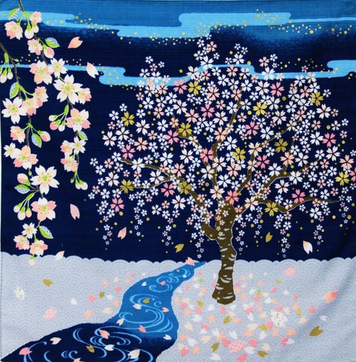 丸全 風呂敷 綿風呂敷 さとうひろみ 桜 約50x50cm 日本製 簡単に包める お弁当包み 軽くて便利 国産 コンパクト商品