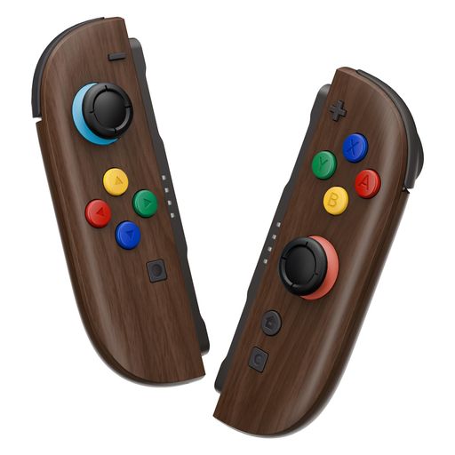 Software Games - eXtremeRateJoycon2対応用DIY交換シェルボタン、NintendoSwitch2対応フルセットハウジングケース+デコレーションストリップ+ミドルブラケット+ボタン+工具キット-デラックス版【木目調】