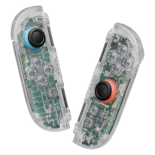eXtremeRate Joycon 2対応用DIY交換シェルボタン、Nintendo Switch 2対応フルセットハウジングケース+デコレーションストリップ+ミドルブラケット+ボタン+工具キット デラックス版-クリア系【クリ…