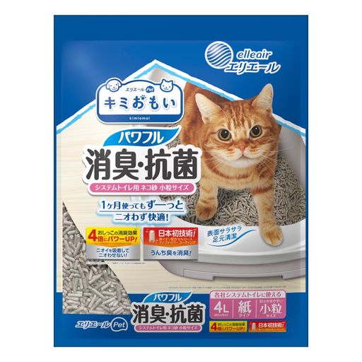エリエール Pet キミおもい パワフル消臭・抗菌 システムトイレ用 ネコ砂 小粒 4L