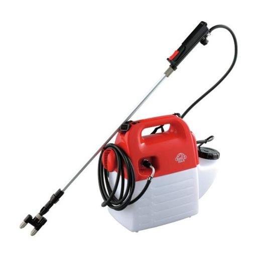 タンク容量:5L、重量:約2.4kg 電源:AC100V、コード長さ:約2.5m ノズル長さ:約70~160cm、ホース長さ:約10m 噴霧量:1頭口約300ml・2頭口約600ml/分、噴射量:1頭口約380ml・2頭口約700ml/分 付属品:肩掛けベルト・スポイト