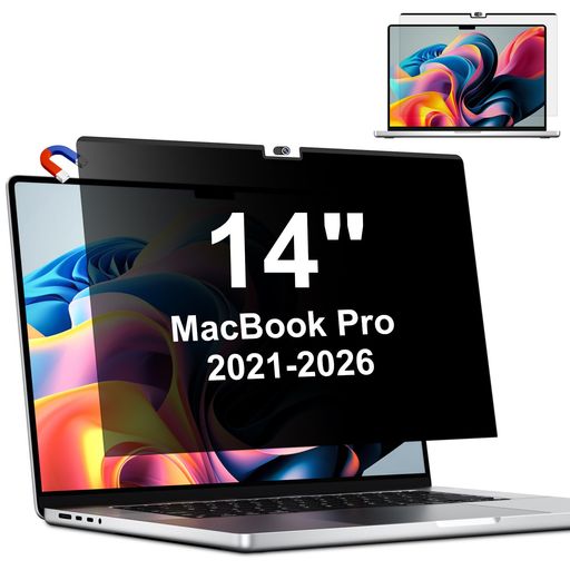 【対応機種】このマグネット式プライバシー保護フィルムは、MacBook Pro 14インチ(2021-2026年発売、M1 M2 M3 M4 M5チップ、モデル:A2442、A2779、 A2918、A2992、 A3112、A3185、 A3401、 A3434)に対応​​しています。本製品にはプライバシー保護フィルム収納クリップが付属しています。使用しないときは、クリップにフィルムを収納してください。ご注意:ご購入前にMacBookのモデルをご確認ください。 【超簡単取り付け】このMac Pro 14インチMacBook用マグネット式プライバシー保護フィルムは、マグネット式で画面にしっかりと貼り付きます。粘着剤の跡や気泡の心配もなく、10万回以上繰り返し使用できます。上部のマグネットストリップと下部のナノシリコンストリップにより、取り付けはわずか数秒。画面の上端に合わせて軽く押すだけです。必要に応じて簡単に取り外すこともできます。