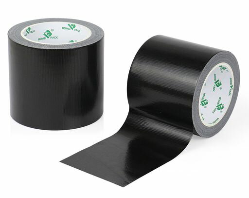 BOMEIPACKガムテープ布テープ2巻100mmx25m捆包用テープ粘着テープ(黒)