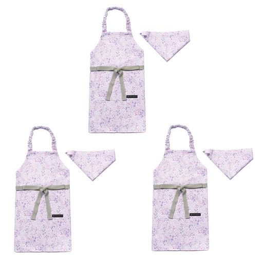 ■こちらの商品は同柄3枚セットとなります。 子どもの成長に対応できるサイズ。首ひもの長さを調節できるので、丈の長さを子どもの身長に合わせて変更可能。長くご愛用いただけます。 一人で簡単にかぶれる、おそろいの三角巾付き。三角巾の後ろはずり落ちにくいゴム仕様。サイズが大きい場合は、ゴムを少し縫って調節して下さい。 自立心を養う、ひとりで着られるエプロンです。すっぽりかぶれる首ひも、さらに腰ひもは前で結べるタイプ。ひも結びの練習にもなります。 機能性とデザインにこだわった切替え生地。首ひもと切替え部分は肌当たりがよく、丈夫なオックス生地を使用。柄生地に合うものをセレクトしています。