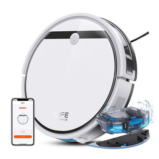 ILIFE(アイライフ) ロボット掃除機 お掃除ロボット 自動掃除機 3000Pa強力吸引 2in1 ダストボックス&ウォータータンク 吸引と水拭きを同時に 120分間連続稼働 カーペットブースト モップ付き …