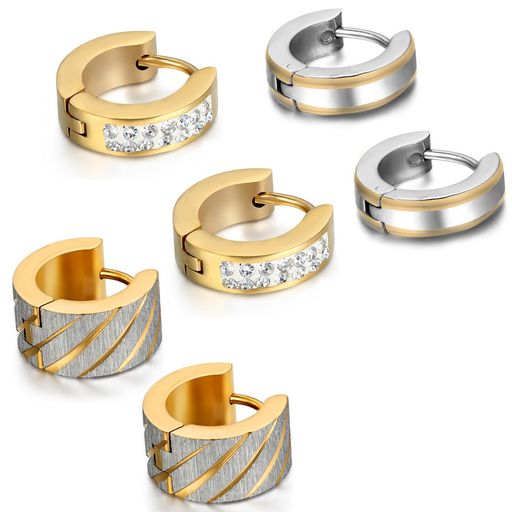【フープピアス ステンレス】シンプルで飽きのこないデザインに仕上がっています。その中にのダイヤが輝いて、耳元に華やかさを添えるペアピアスです。 【ユニセックスイヤリング】シンプルでスタイルを選ばないピアスなので、男女問わずユニセックスに使えます。どちらもどんなファッションにも合わせやすいです。 【ご自用・ギフト・贈り物】自分へのご褒美、誕生日(バースデー)、クリスマス、バレンタイン、ホワイトデーなどのプレゼント(ギフト・贈り物)にも人気です。 【素材】ステンレス 【カラー】ゴールド高さ]約1.2CM [幅]約0.4CM-0.7CM 【重量】約6G 【3ペア6点セット】パッケージ:フープピアス &amp;巾着袋 万が一商品に不具合などございましたら、カスタマーサービスにご連絡ください。