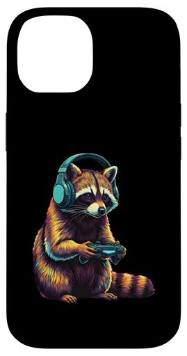 おもしろビデオゲームアライグマゲーマー スマホケース iPhone 14 用