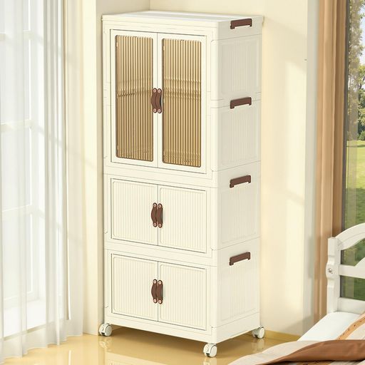 衣柜 - Roqaoワードローブ折りたたみクローゼット大容量衣装ケースキャスター付き衣類収納ケース(幅65x奥行42x高さ145cm)