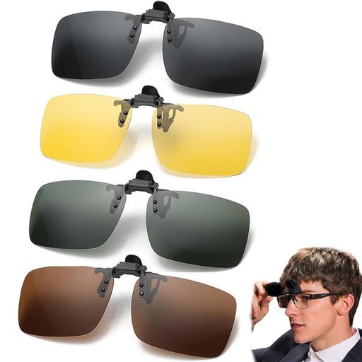 セット内容:偏光サングラス4色セット()。 サイズ:全長135mm、レンズ約60mm*41mm。カラー:黒、黄色、緑、茶色。 着心地がいい:滑り止め用シリコンゴムのカバーを採用して、しっかりと快適に着用して、長時間使用しても疲れない。 革新的な反転可能構造は、繰り返し着脱することなく、いつでも使用状態を切り替えて、利便性と安全性を両立させます。 紫外線防止UV400:太陽光や夜間のシンチレーション反射を効果的に抑制し、拡散反射を減らし、視界を確保します。 有害な紫外線を99%カットし、高性能偏光技術を採用して水面と道路のグレアを著しく低減し、自然な色を保ちながら視覚疲労を緩和します。 取り付けが簡単:簡単で弾きやすいデザインで、片手操作で簡単に通常の眼鏡に固定でき、サングラスに瞬時に変身します。 超軽量素材で長時間着用しても負担がなく、スタイリッシュでシンプルな造形は男女共通で、実用的で流行に合っている。 適用シ―ン:アウトドアシーンに特化したデザインで、特に運転、釣り、登山、徒歩などの運動に適しており、グレアと99%紫外線を効果的に遮断し、目の疲れを顕著に減らすことができる。