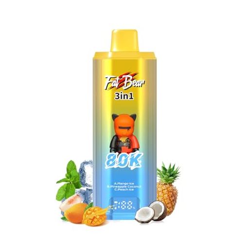 【80000回】AIVONO 電子タバコ 使い捨て 3in1風味切替 ニコチン タール無し(マンゴーアイス+パイナップルココナッツ+ピーチアイス)