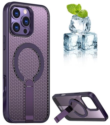 樂天商城 - YUZORforiPhone16ProMaxケース冷却放熱メッシュスマホケースMagSafe対応スタンド付きアイフォン16ProMaxカバー滑り止め指紋防止耐衝撃米軍MIL規格取得ストラップホール付き