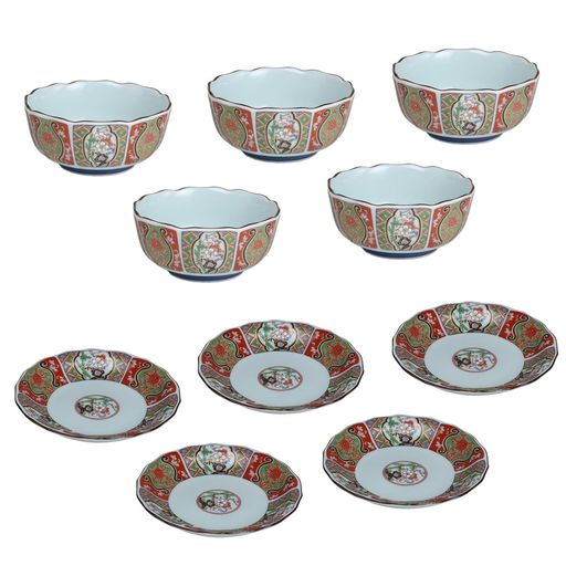 Rakuten - 遊器浪漫小付5個・小皿5枚「錦」古伊万里様式豪華絢爛【有田焼・日本製】