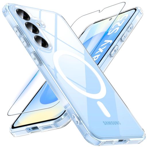 Rakuten - HensinpleGalaxyS25ケース【MagSafe対応・ガラスフィルム付き】ギャラクシーs25ケース透明耐衝撃黄ばみなしぎやらくしーs25ケース滑り止め指紋防止galaxys25カバーマグネット搭載マグセーフ対応