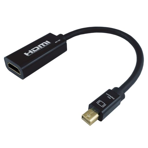 ホーリック Mini Displayport右向き矢印HDMI変換アダプタ 10cm Mini Displayportオス to HDMIメス MDPHDF01-178BK ブラック