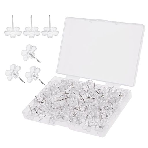 【寸法】16x13.5mm 100個入り。 【色】 透明 かわいい梅の形 【幅広い用途】-これらのマークピンは、紙やメモをコルクボード、掲示板、地図、写真、ポスター、メモ、カレンダーのスケジュール、DIYプロジェクトなどにピン留めするのに最適です。 【フラワー画鋲のデザイン】これらの画鋲はフラワーヘッドのデザインがあり、親指の位置決め針は15度の角を呈しているので、軽く押すだけで簡単に挿入できます。 【良質な材料】壁に使用されるこれらの透明なプッシュロッドは、透明な花形プラスチックと良質なステンレス鋼で作られています。信頼性、堅牢性、耐久性、再利用可能性があります。