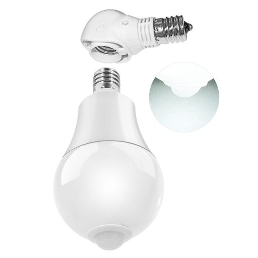 樂天商城 - AiwodeE17人体センシングと光センシングLED電球自動点灯6000K750lm8W(ハロゲン電球80Wに相当)+E17角度可変ソケット横向きを90°下向きに補正1パック(合計2点)