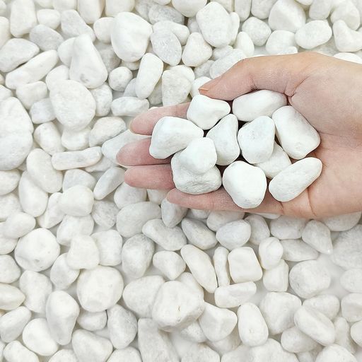 FANTIAN白化粧砂利・白仙玉砂利・大理石砂利・装飾石・白玉石屋内植物用多肉植物用装飾岩サボテンの花瓶造園排水路屋外庭の岩(1-2cm,1kg)