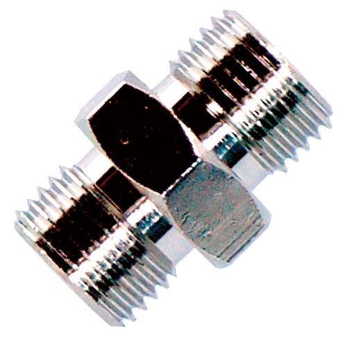 ネジ径:G3/8xG3/8 質量:30g 材質:真鍮 適用流体:空気 最高使用圧力:3.5MPa(連続使用可能な許容最高圧力) 用途:機器と機器の接続に