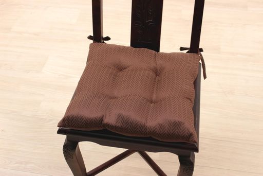 Cleib ヘリンボーン柄 撥水加工 シートクッション 約43x43cm ブラウン FS006
