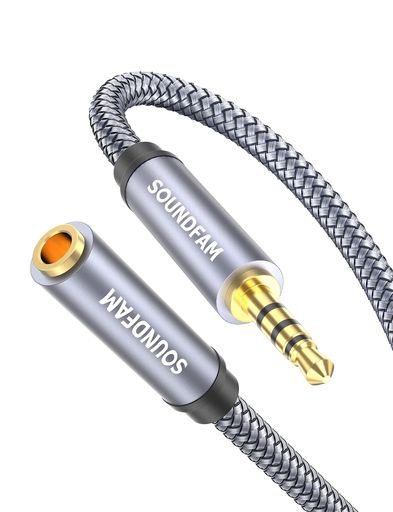 🎼【ヘッドホン延長ケーブル】>SOUNDFAMTRRS3.5mmオーディオ延長ケーブルは、メディアプレーヤー、スマートフォン、タブレット、その他3.5mmAUXポートを備えるあらゆる機器と、ヘッドホン、イヤホン、スピーカー、カーステレオ、ホームシアターシステム等の接続を延長します。 🎼【マイク機能対応】>本3.5mmステレオ4コンダクターAUXコードは、オーディオ伝達だけでなく、マイクに接続して聴く・話すを同時に行えます。[注意:ヒント:4極(TRRS)AUXケーブルは、クラス3極(TRS)AUXケーブルの完全な代替にはなりません。] 🎼【優れた音質】>24K金メッキコネクターにより信頼性を確保し、信号のロスやノイズを除去します。エナメル加工銅線は最高の伝導性をもたらし、音楽プレーヤーからヘッドホンまたはスピーカーにサウンドを完璧に伝達します。ワイヤレス接続のように雑音や干渉が発生せず、クリアで信頼性の高いサウンドをオーディオ機器に届けます。