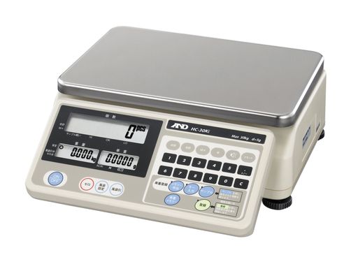 A&D 個数計 HC-30Ki はるかに小さいひょう量:30kg 最小表示:5g(計量可能最小単重:1g) 皿寸法:300(W)*210(D)mm 検定無はるかに大きい