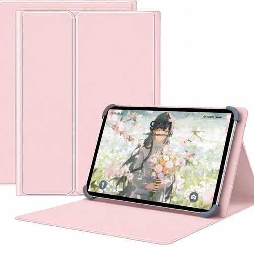 Other - ForDtabd-51Fケース9-11インチタブレットケースマグネット着脱式3段階スタンドスロット&視野角度調節スタンド機能四隅テンションクリップ固定耐衝撃設計PUレザー高級PUレザー(ピンクDtabd-51F)