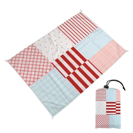 【Ponko】レジャーマット 防水 ピクニックマット 折りたたみ 100x140cm / 140x200cm 2サイズ展開 収納袋付き 軽量250g コンパクト イエローチェック こいのぼり パッチワーク 青海波 ビーチ キャン…