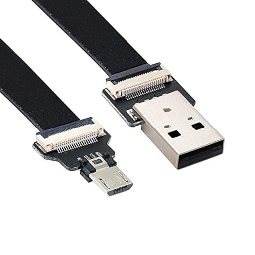 NFHK USB 2.0 Type-A オスからマイクロ USB 5ピン オス データフラットスリム FPCケーブル FPV & ディスク & 電話用 50cm