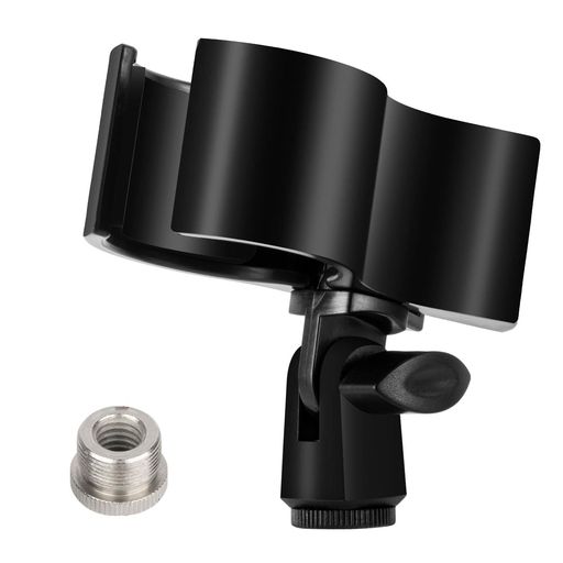 JIMIGUGUマイクスタンド 3/8インチ対応 3/8”雌ねじアダプタ付き メタルアダプター付き 外径32/60mm支持 調整可能 変換ネジ マイク用クリップ 卓上対応 小型マイク用 (1個)