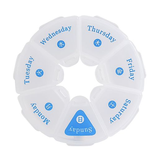 ❤【食品グレードPP素材、安心安全な仕様】サイズ直径9cmx高さ2cmのコンパクトな1週間ピルケース。無臭の上質食品級PP樹脂を使用、丈夫で耐久性に優れます。透明タイプなので中身の薬を一目で確認可能、拭くだけでお手入れも簡単です。 ❤【7個独立仕切り+ロック付き、こぼれ防止】7つの独立した収納スペースで1週間分の薬を種類別に整理保管。各マスは開閉しやすく、安全ロックにより誤って蓋が開いて薬がこぼれるのを抑え、子供のいたずら開けも防止します。 ❤【丸型コンパクト、携帯に便利】軽量丸型デザインでポケットやバッグにすっきり収納。旅行・通勤時も手軽に持ち運べ、外出先での薬管理や飲み忘れ対策に役立ちます。 ❤【日付表示付き・開けやすい蓋構造】各区画に曜日ラベルがあり服用スケジュールが一目瞭然。蓋は片側開きで押し上げるだけで180°全開、錠剤の出し入れがスムーズに行えます。 ❤【薬以外にも多目的収納】薬やサプリの保管だけでなく、ビーズ、ボタン、釣り小物、ネジなど細かい雑貨の整理にも活用可能。日常の携帯収納として幅広く活躍します。