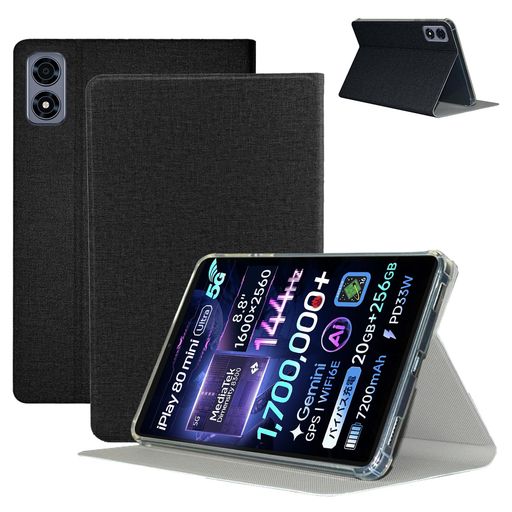 樂天商城 - ForALLDOCUBEiPlay80miniUltraケースカバースタンド機能付き【YANMONGI】タブレット8.8インチケース角度調整スタンドPU+TPU素材耐汚れ耐衝撃薄型軽量手触りが良い(ブラック)