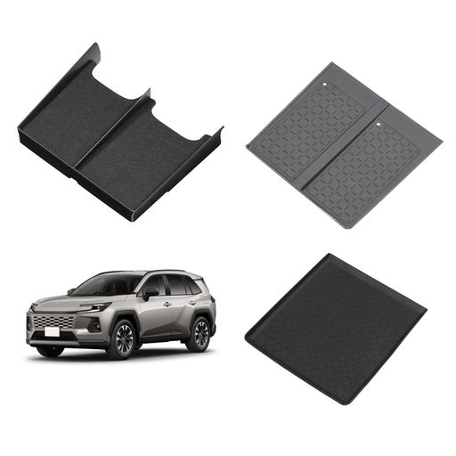 Rakuten - Hasiro新型RAV4適合車用トレイマット小物入れ60系専用コンソールトレイ整理整頓収納ボックス滑り止めお手入れ取付簡単カスタムパーツ1台分セットグレー