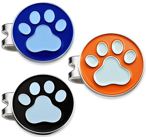 Adhere ゴルフ マーカー ゴルフキャップクリップ 磁気 ロゴボールマーク かわいい猫犬 肉球 デザイー 磁気 台座 3個…