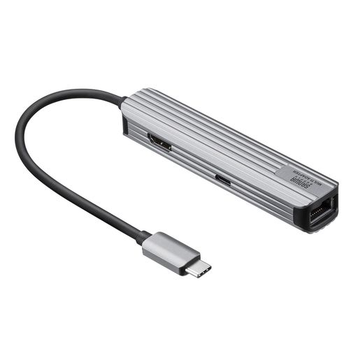 サンワサプライ USB Type-Cマルチ変換アダプタ 4in1(HDMI+LAN付・ケーブル15cm) USB-3TCHLP7S