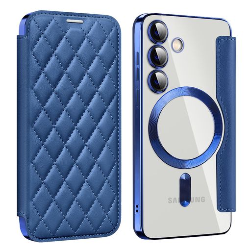 Rakuten - GalaxyS26Plus用ケースRFID手帳型財布型背面透明Magsafe対応カードポケット付きギャラクシーS26Plus用携帯カバーカード収納スマホケース高級レザー耐衝撃全面保護(ブルー)