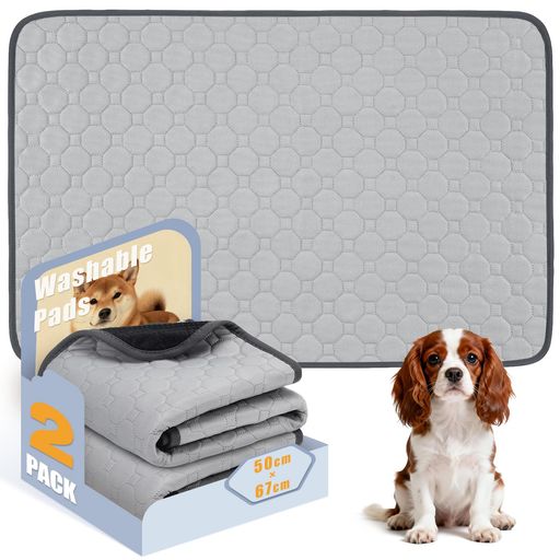 ペットシーツ 洗える ペット用おしっこマット 猫 犬用 おしっこパッド ペット用 トイレ下敷きマット 速乾 洗える(67x50cm 二枚セットライトグレー)